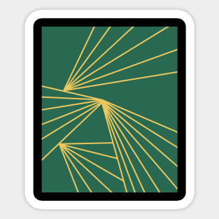 Minimalist Yellow Abstract Lines Overlaid on Top of a Green Background Sticker